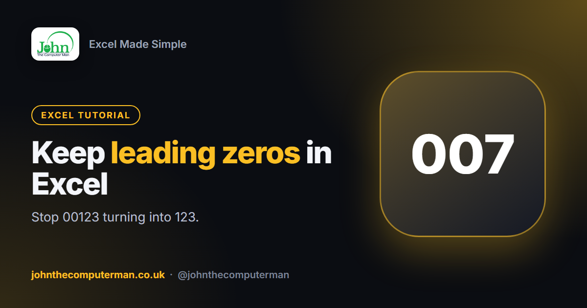 How to Keep Leading Zeros in Excel