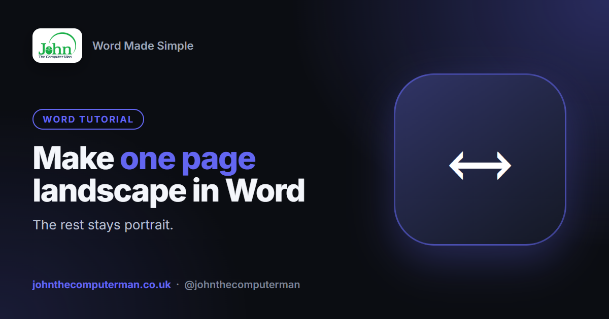 How to Make One Page Landscape in Word