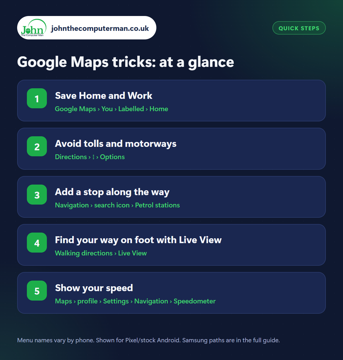Google Maps tricks: the 5 steps at a glance