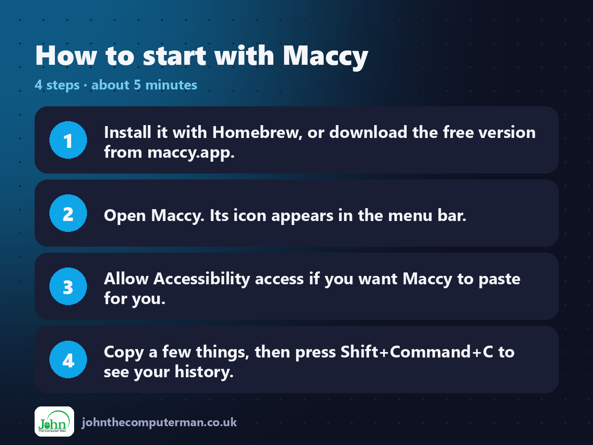 Four steps to get started with Maccy