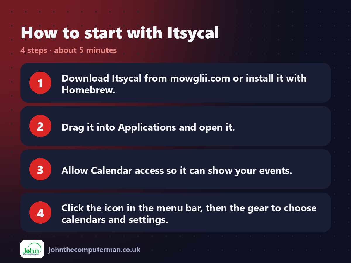 Four steps to get started with Itsycal
