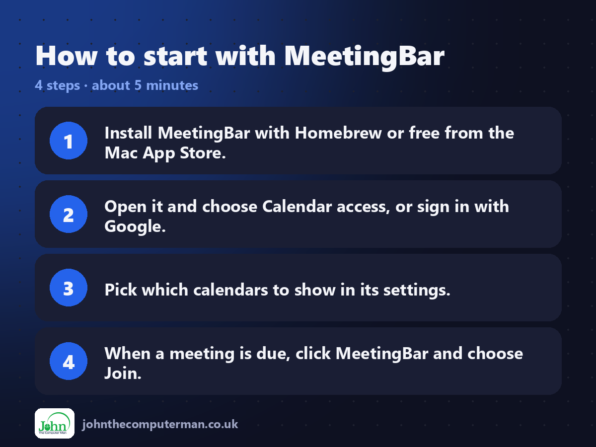 Four steps to get started with MeetingBar