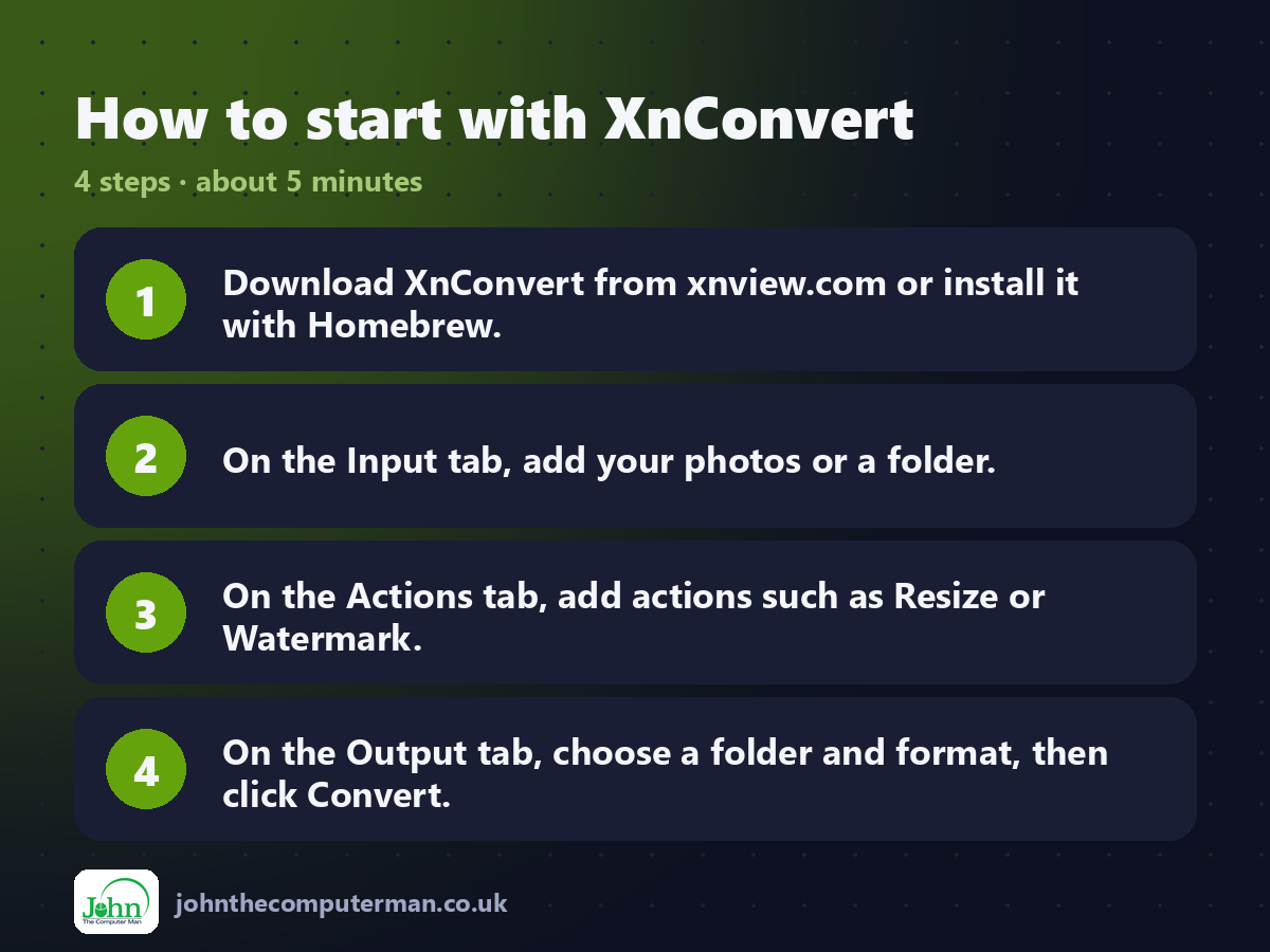 Four steps to get started with XnConvert