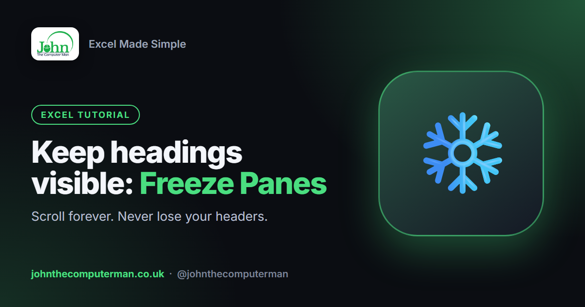 Keep headings visible: Freeze Panes