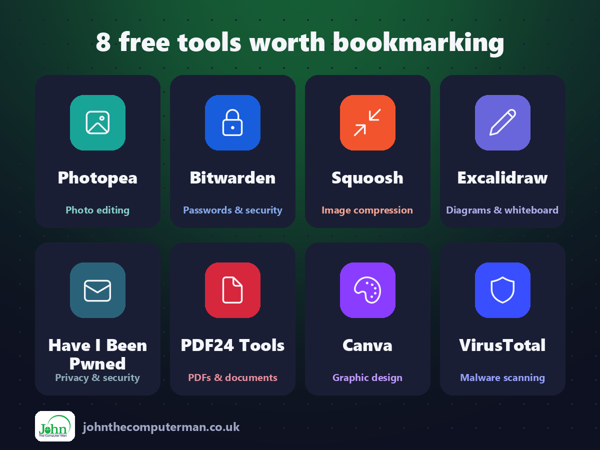 All eight free tools at a glance