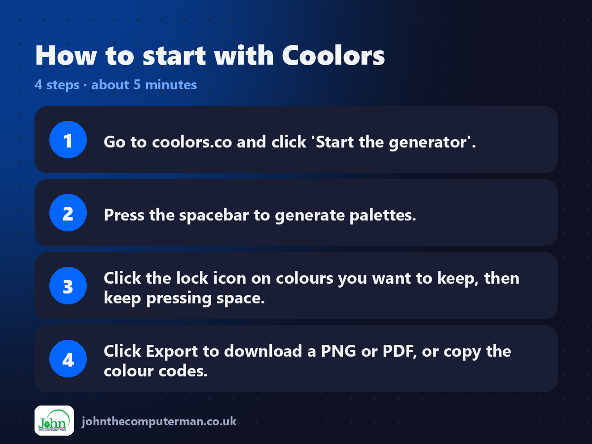 Four steps to get started with Coolors