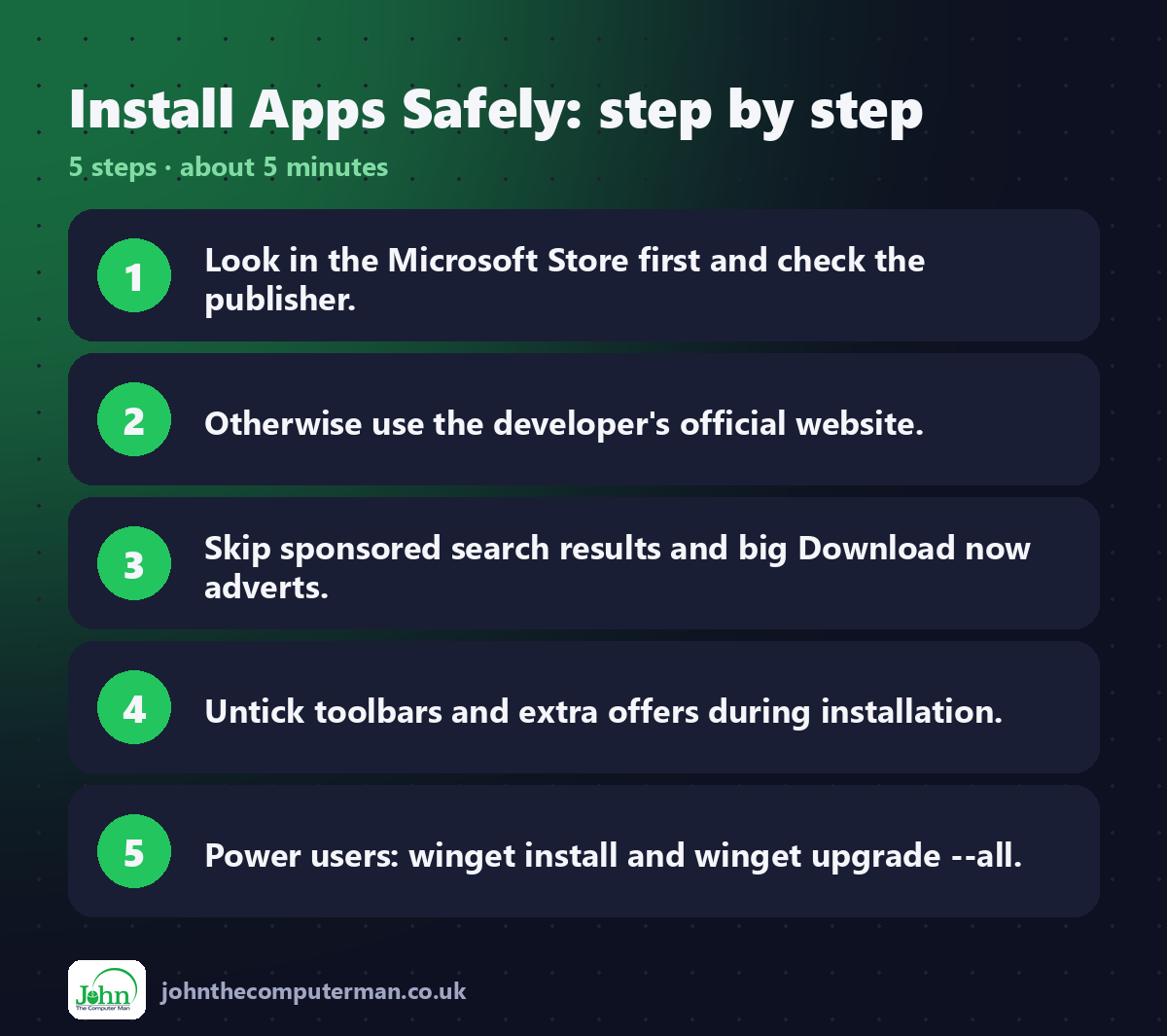 Install Apps Safely step by step: 5 steps