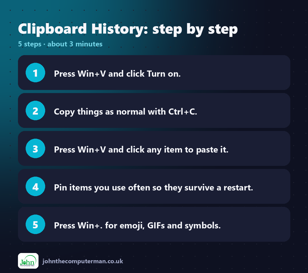 Clipboard History step by step: 5 steps