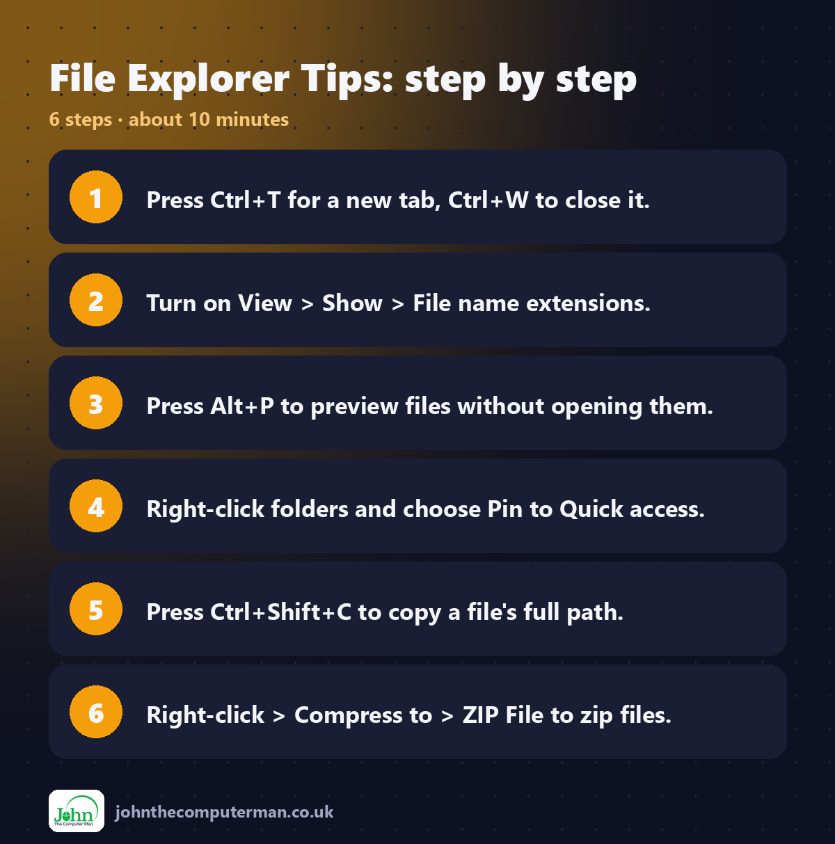 File Explorer Tips step by step: 6 steps
