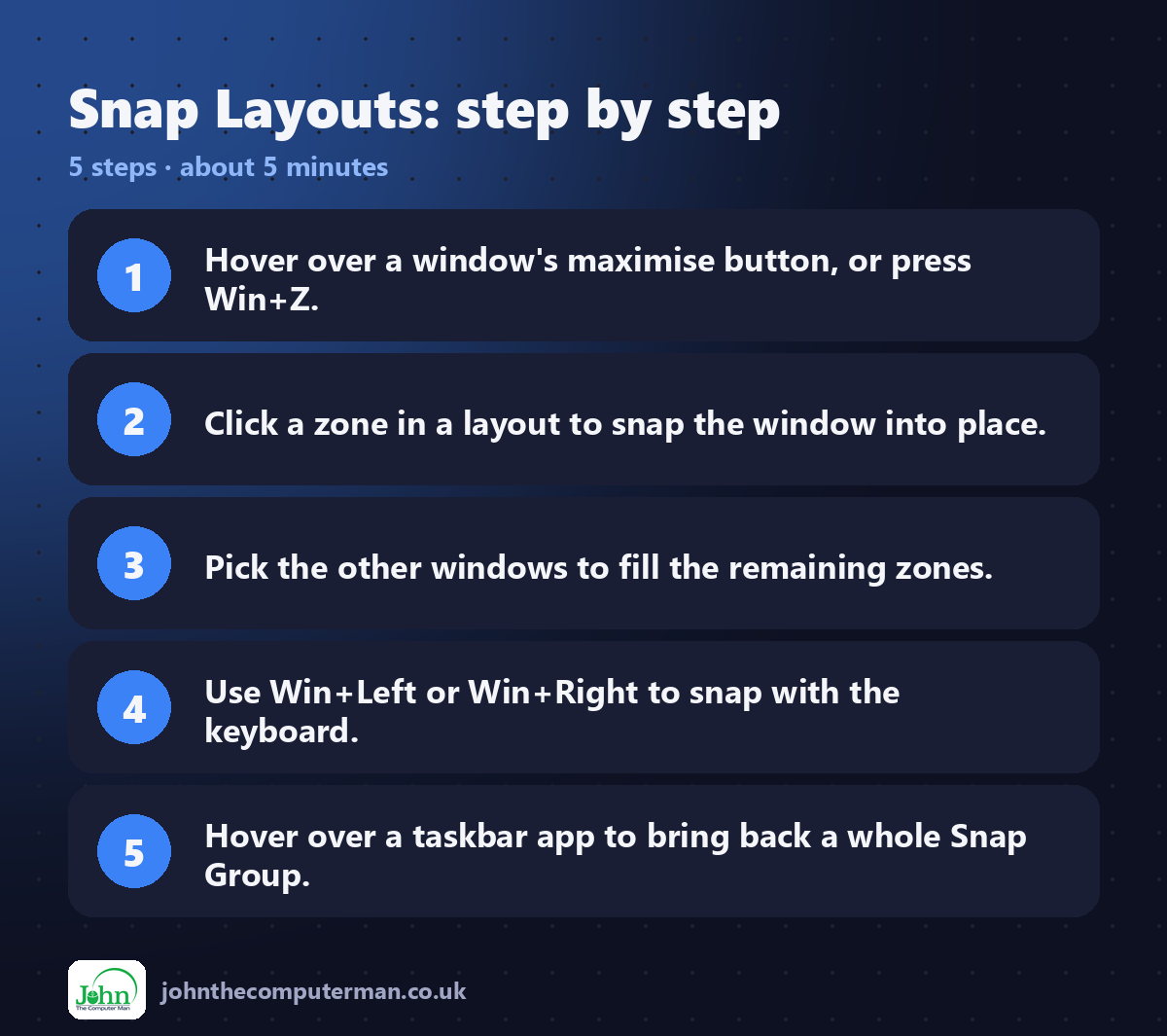 Snap Layouts step by step: 5 steps