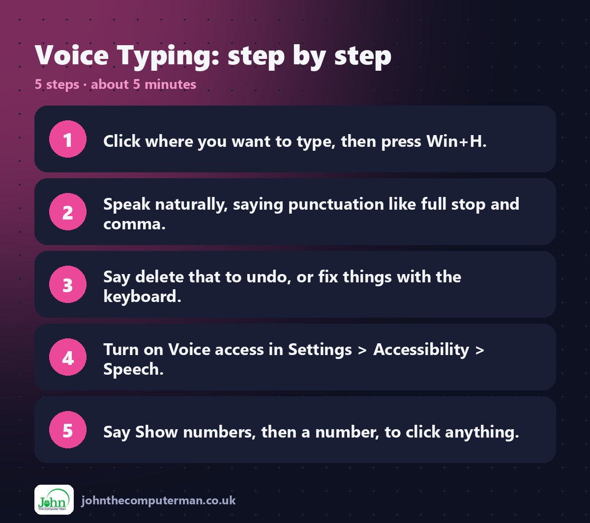 Voice Typing step by step: 5 steps