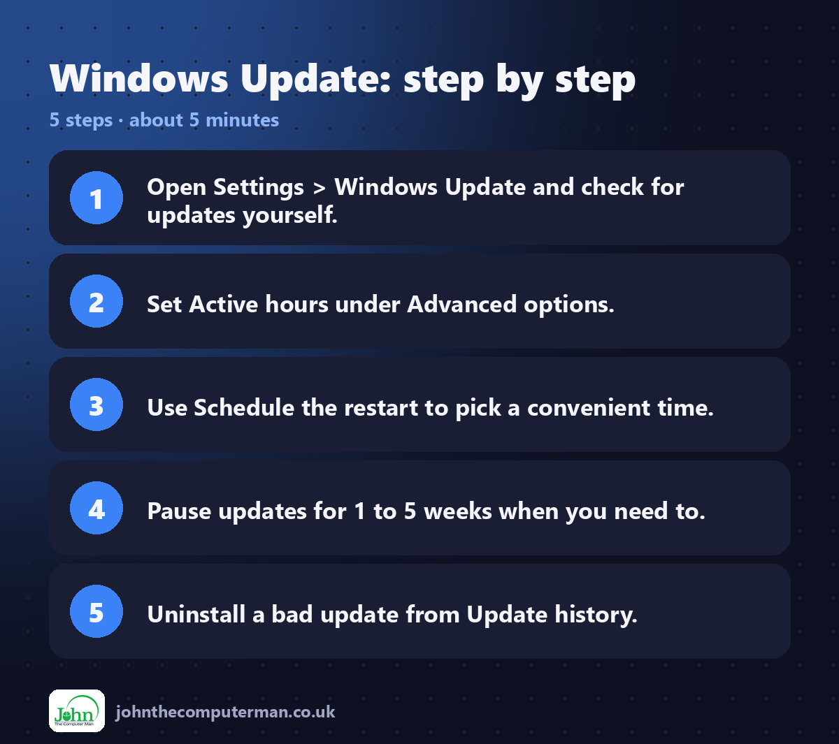 Windows Update step by step: 5 steps