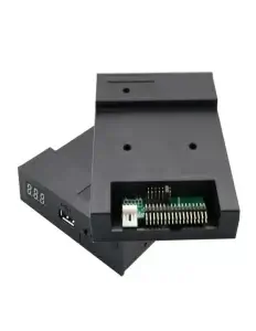 Floppy drive emulator enabling a computer with a floppy drive interface to use a USB memory stick as a stack of floppy drives and the button switches the file on the SD card to simulate a new floppy disk inserted.