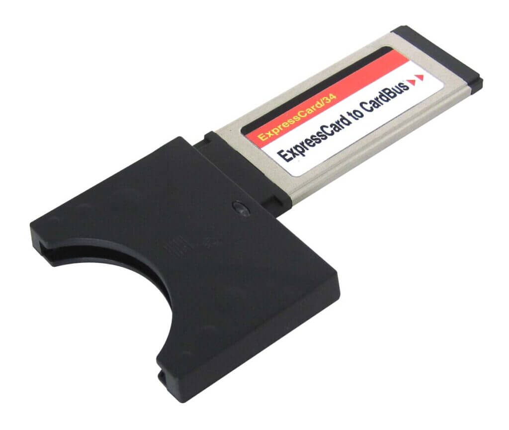 Laptop ExpressCard to CardBus adapter to allow older CardBus cards to be used in newer laptops that used ExpressCard