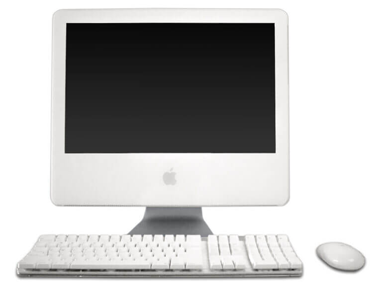 Apple iMac G5 screen, keyboard and mouse