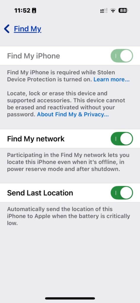 Find My Settings