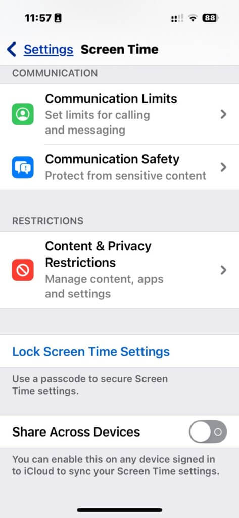 Screen Time Settings