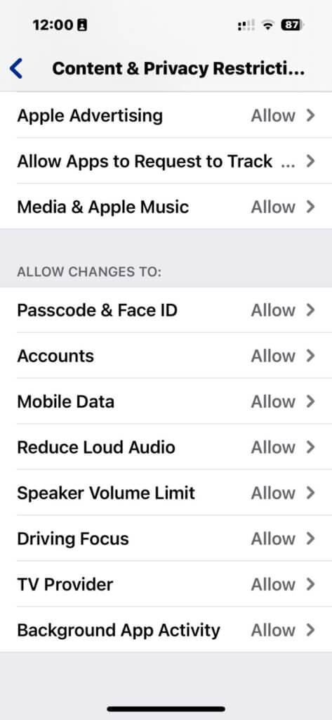 Screen Time Content & Privacy Restrictions