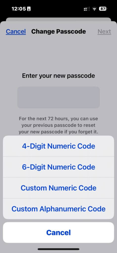 Choose Custom Numeric or Custom Alphanumeric Code