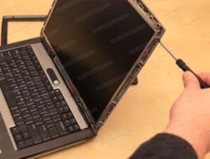 undo screws holding screen to hinge frame