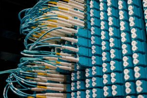 Blue and white electric wires