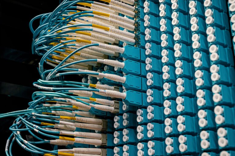 Blue and white electric wires
