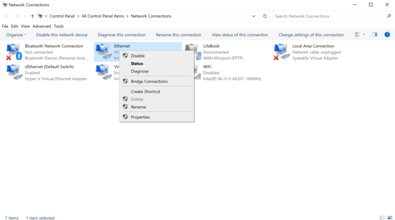 Windows Networking settings