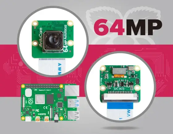 Arducam HawkEye 64 megapixel camera available for the Raspberry Pi
