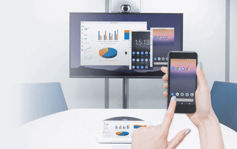 Image shows a Chromecast projected wirelessly to a big monitor screen