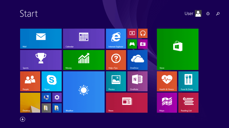 Windows 8.1 start screen