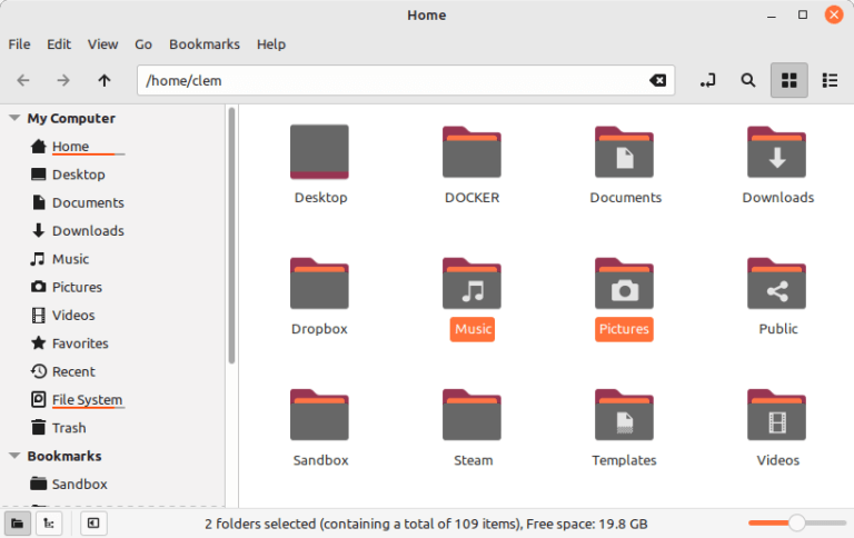 Linux Mint file explorer screen image