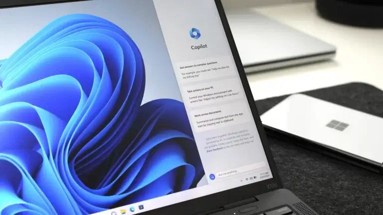 Microsoft Copilot demonstration on a laptop