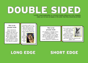 Double sided printing demonstrating short and long edge printing