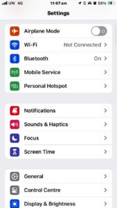 The Settings app menu showing Screen Time
