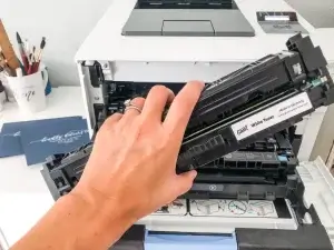 White toner cartridge to print white instead of black on dark paper.