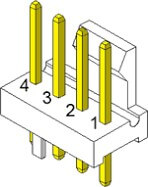 4 pin motherboard fan connector with pins labelled left to right as 4 to 1