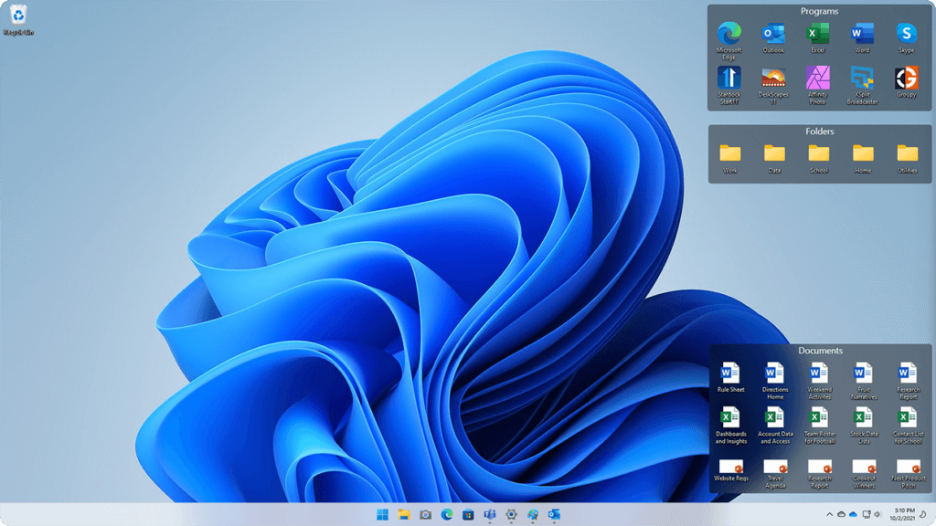 Fences organises your desktop into specific areas