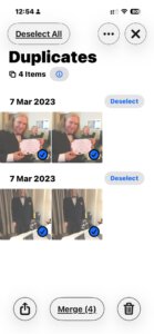 Select all and merge the duplicate photos