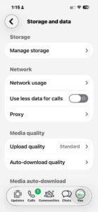 In Storage and data, choose Manage storage