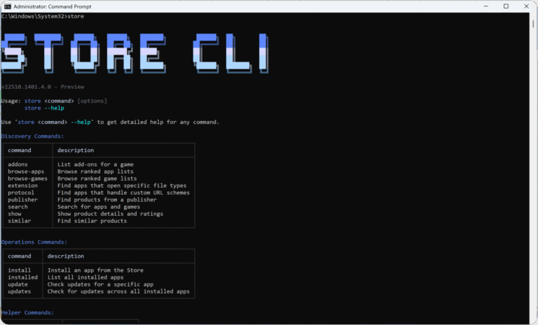 Store Command Line Interface