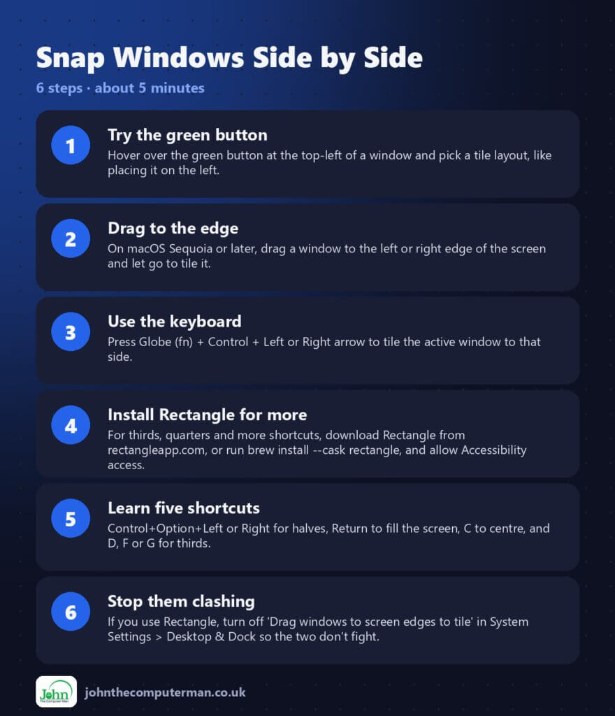 6 steps: Snap Windows Side by Side