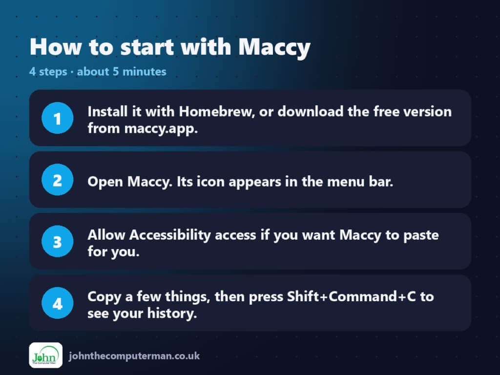 Four steps to get started with Maccy