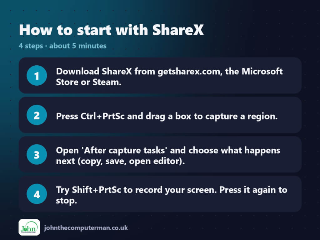 Four steps to get started with ShareX