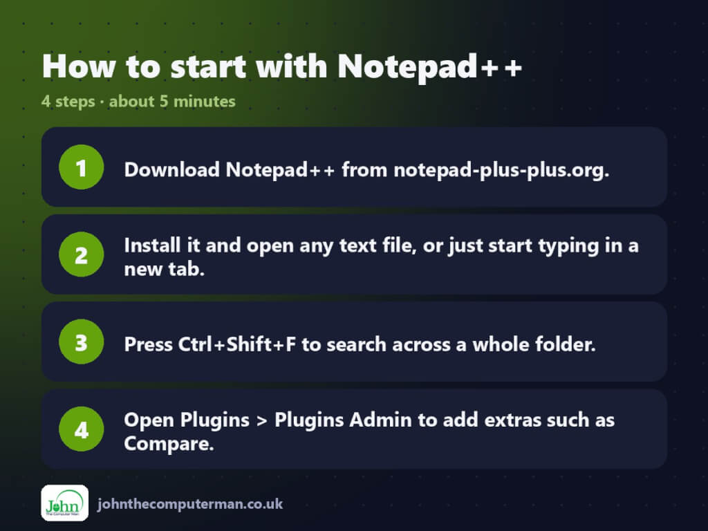 Four steps to get started with Notepad++