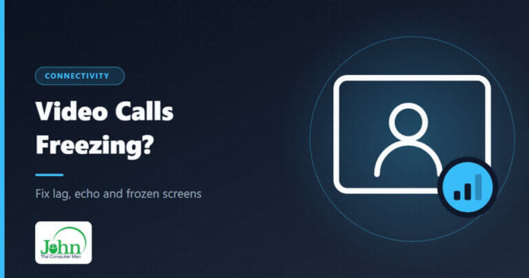 Illustration of a video call window with a person and a weak signal badge