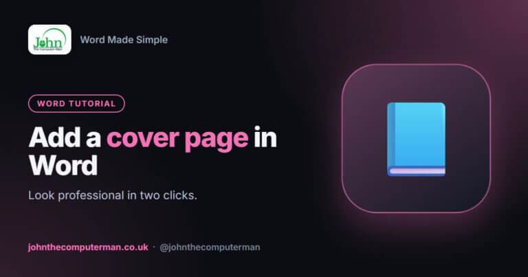 How to add a cover story in Word