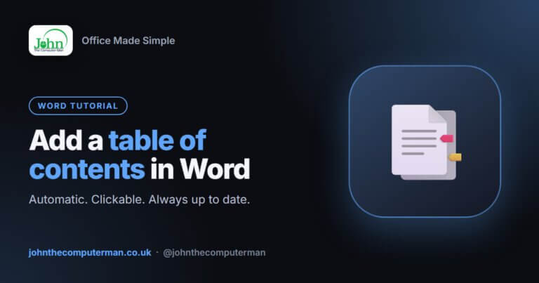 How to add a table of contents in Word
