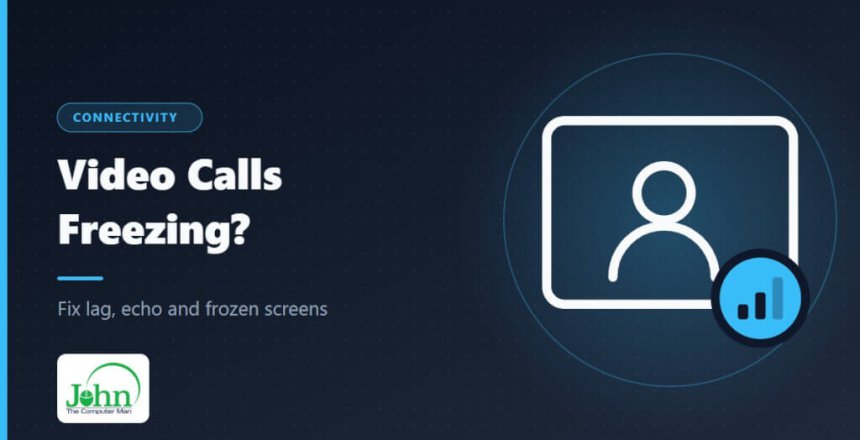 Illustration of a video call window with a person and a weak signal badge