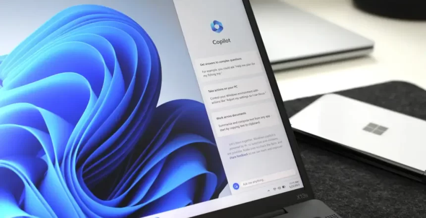 Microsoft Copilot demonstration on a laptop