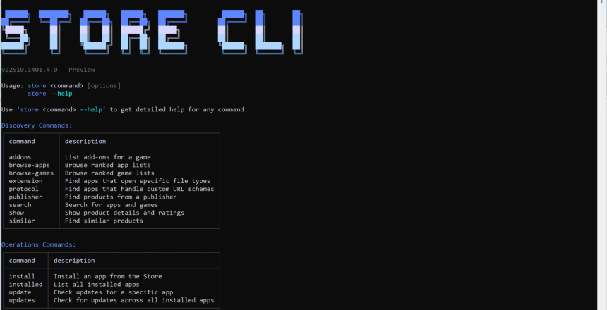 Store Command Line Interface